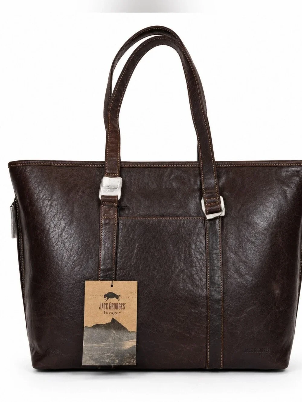 Jack Georges Voyager Brown Buffalo Leather Shopper Tote Bag